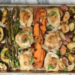 Lemon-y Chicken with Potatoes, Carrots & Brussels